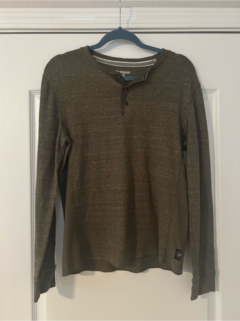 Express Olive Green Long Sleeve Henley